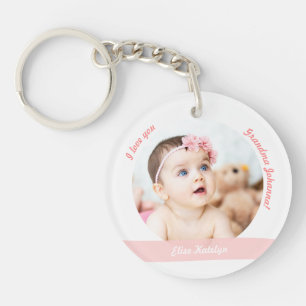 Modern Baby Girl 2 Photos Names Date Birth Grandma Key Ring
