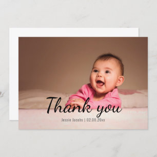 Modern baby girl, baby shower thank you card