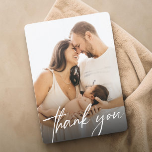 Modern Baby Girl Birth Custom Newborn photography Thank You Card