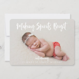 Modern Baby Girl Christmas Birth Announcement