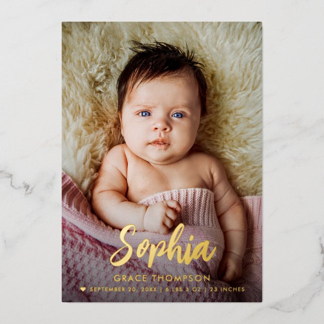 Modern Baby GIRL Name script custom photo birth  (Front)