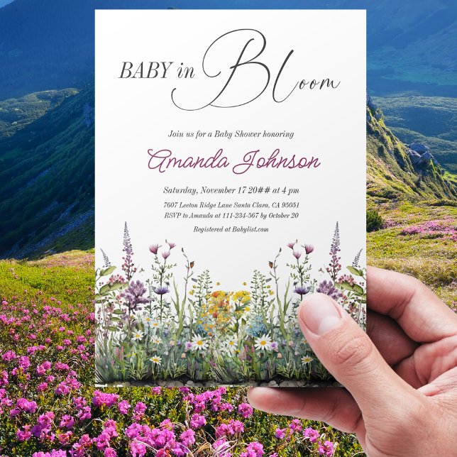 Modern Baby in Bloom Wildflower Floral Baby Shower Invitation (Creator Uploaded)