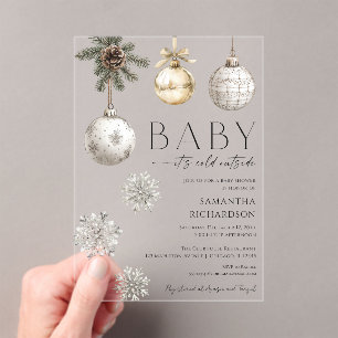 Modern Baby it's cold outside gender neutral Acrylic Invitations