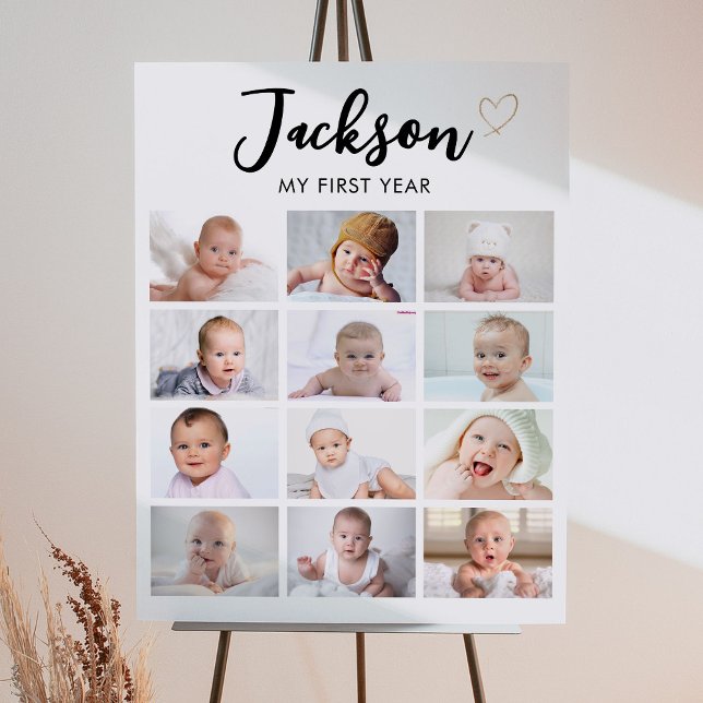 Modern Baby Photo 1st Birthday Milestone Sign (Creator Uploaded)
