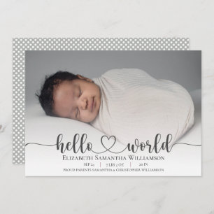 Modern Baby Photo Announcement Elegant Script 