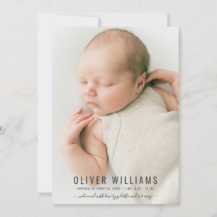 Modern Baby Photo Birth Announcement Flat Card