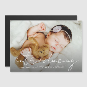 Modern Baby Photo Birth Announcement Magnet