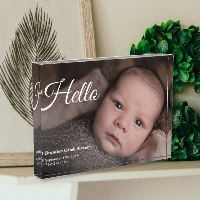 Modern Baby Photo Birth Announcement Photo Block (Creator Uploaded)