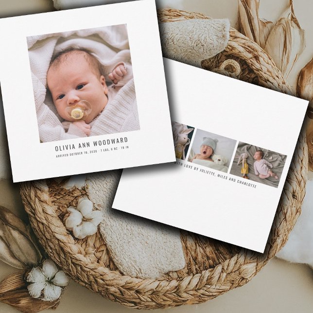 Modern Baby Photo Collage Birth Announcement (Creator Uploaded)