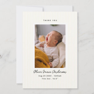 Modern Baby Photo Collage Thank You Stripes Card