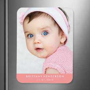 Modern Baby Photo Coral Magnet