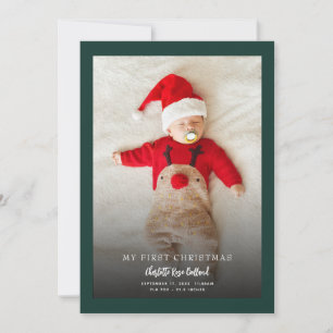 Modern Baby Photo First Christmas Birth Holiday Card