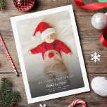 Modern Baby Photo First Christmas Birth Holiday Card<br><div class="desc">Capture the magic of your little one's inaugural holiday season with our enchanting "My First Christmas" personalised photo greeting card—a keepsake that will warm hearts and become a cherished family treasure for generations to come. This delightful announcement transforms your newborn's most adorable snapshot into a festive memento, allowing you to...</div>