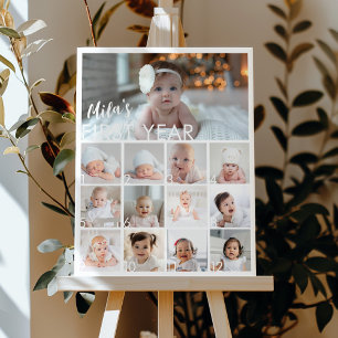 Modern Baby Photo First Year Milestone Sign