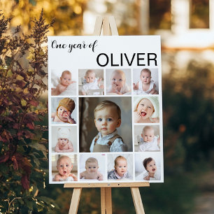 Modern Baby Photo First Year Milestone Sign