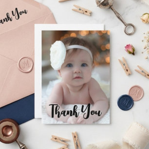Modern Baby Photo Shower Thank You Card