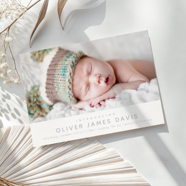 MODERN BABY PHOTO simple minimalist style blue Announcement (Creator Uploaded)