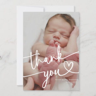 Modern Baby Photo Thank You Heart Card
