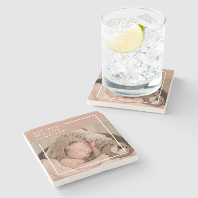 Modern Baby Photo | You Make My Life Complete Gift Stone Coaster (Side)