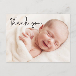 Modern Baby Photos thank you Birth Announcement Postcard