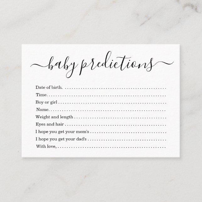 Modern Baby Prediction Card for Baby Shower (Front)