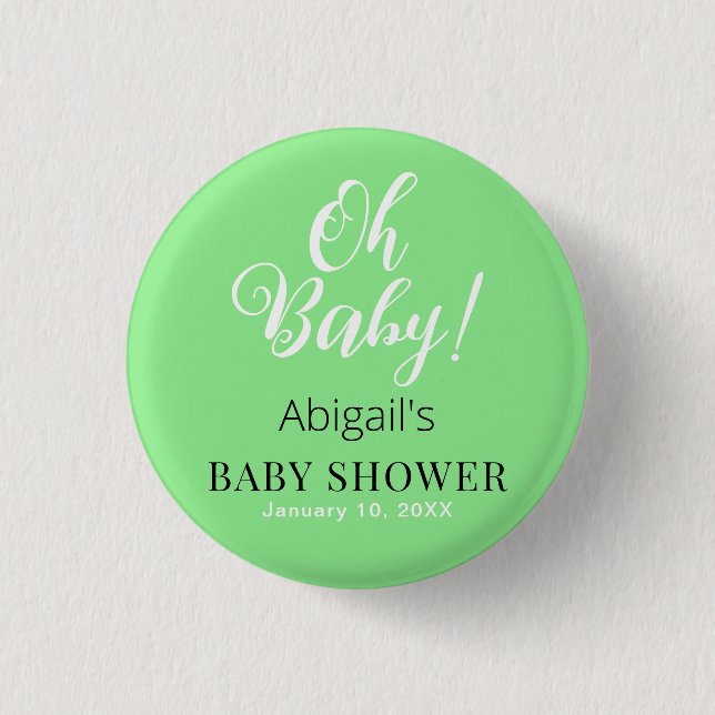 Modern Baby Shower Button – Personalised Text (Front)