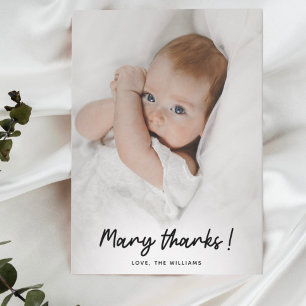 Modern Baby Shower Custom Thank You Simple Photo Card