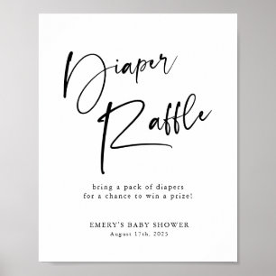 Modern Baby Shower Diaper Raffle Sign