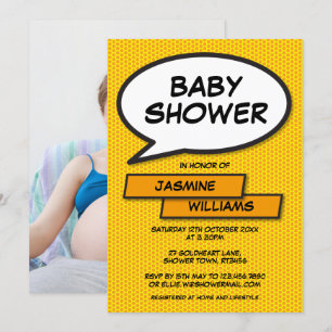 Modern Baby Shower Fun Photo Gender Neutral Invitation