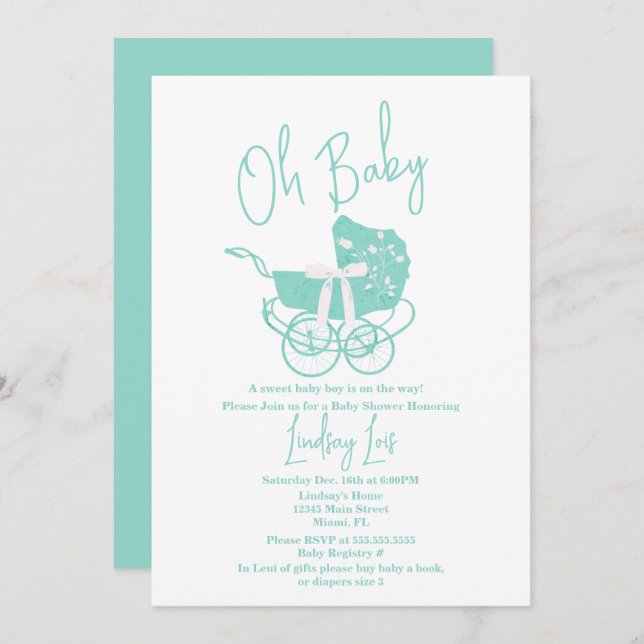 Modern Baby Shower Gender Neutral Invitation (Front/Back)