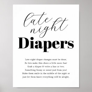 Modern Baby Shower 'Late Night Diaper' Poster