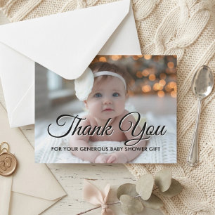 Modern Baby Shower Photo Thank You Card