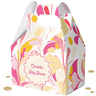 Modern Baby Shower Retro Abstract Pink Wavy Favour Box