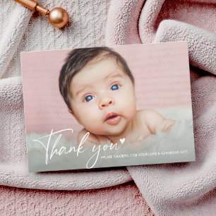 Modern Baby Shower Thank you Heart Photo Card