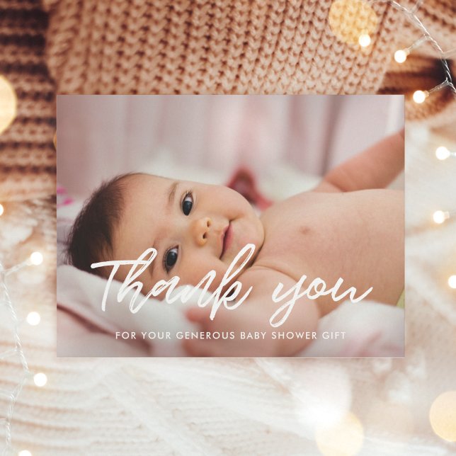 Modern baby shower thank you photo postcard (Creator Uploaded)