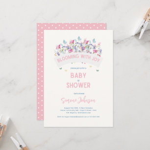 Modern Baby Shower Theme Wildflowers Girls Invitation