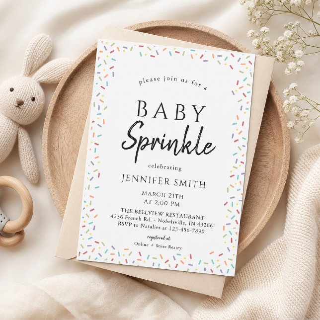 Modern Baby Sprinkle Photo Invitation (Creator Uploaded)