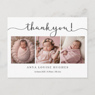 Modern baby thank you card with photo