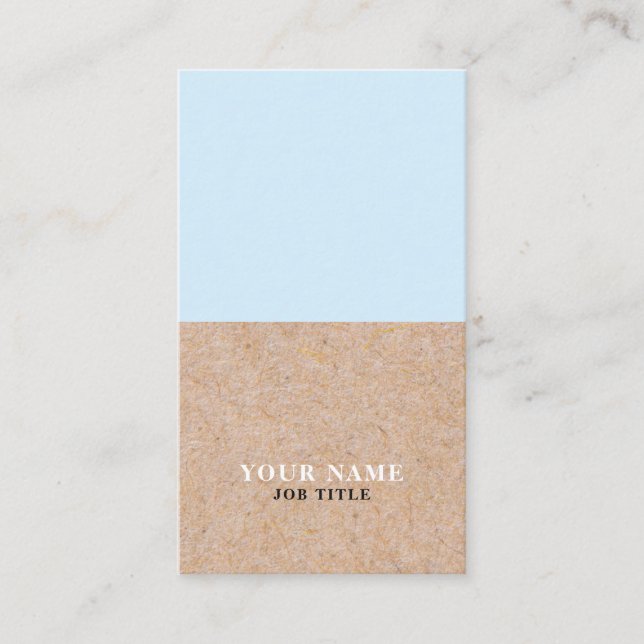 Modern BabyBlue PRINT Kraft Vertical Business Card (Front)
