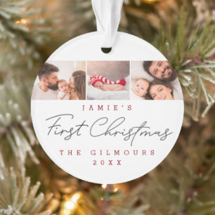 Modern Baby's First Christmas Multi Photos Custom  Ornament