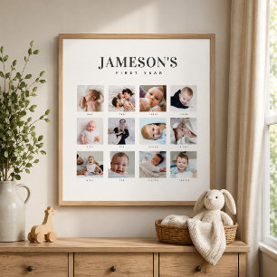 Modern Baby's First Year Keepsake Photo Calendar Poster