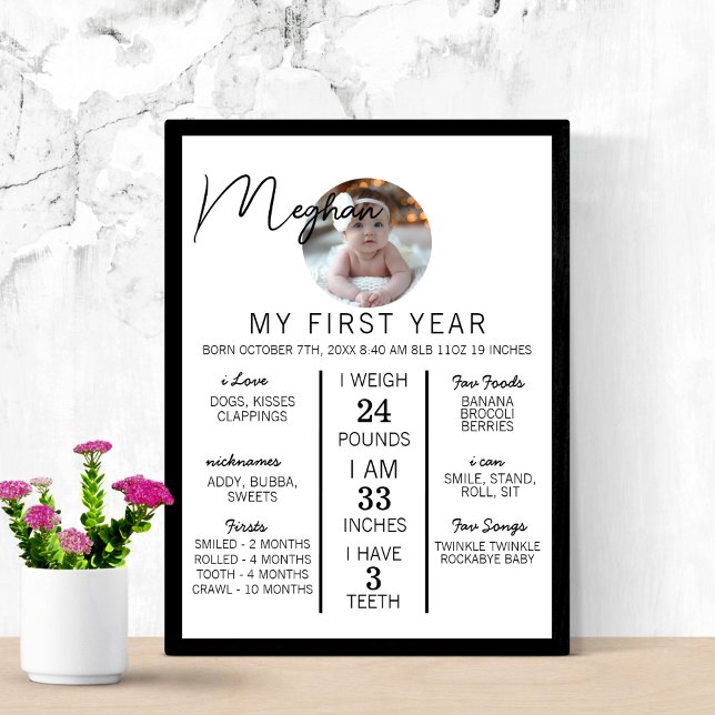 Modern Baby's First Year Milestone 1st Birthday Poster (Creator Uploaded)