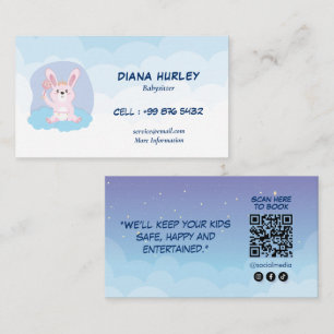 Modern Babysitting Business   Rabbit Babysitter Card
