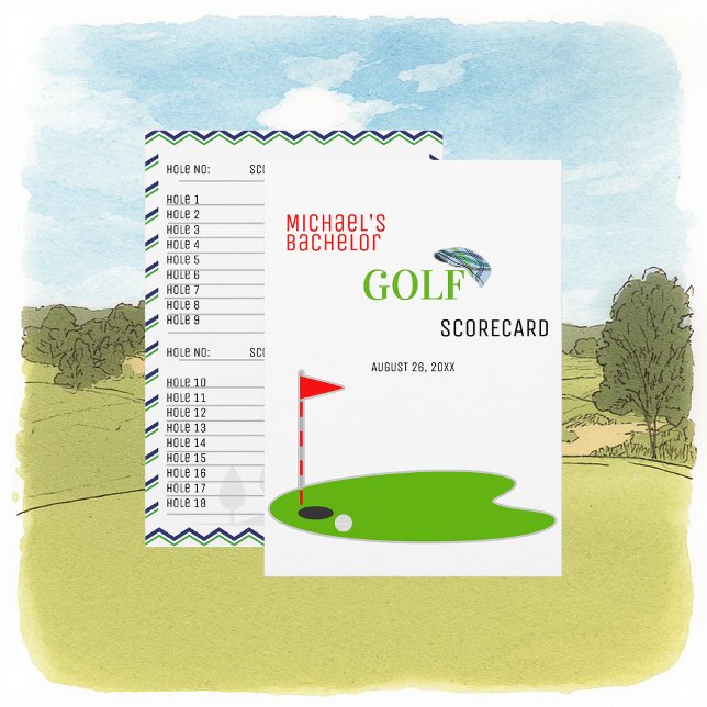 Modern Bachelor Party Golf Scorecard Card  (Creator Uploaded)