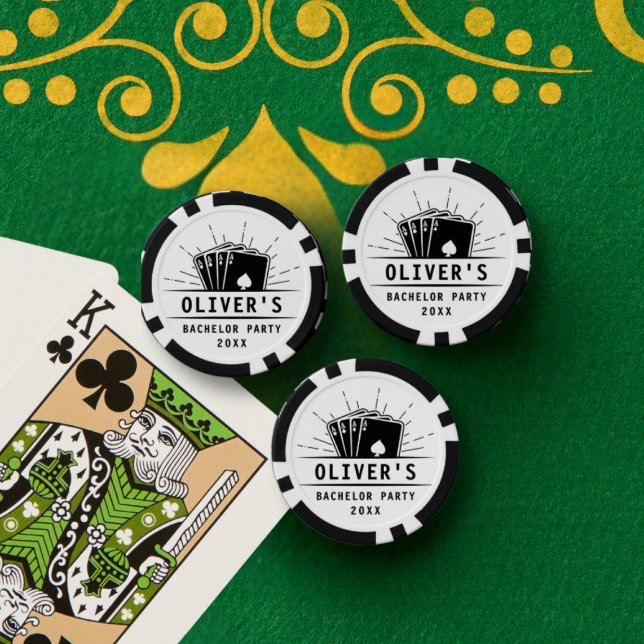 Modern Bachelor Party Poker Playing Card Casino Chips (Creator Uploaded)