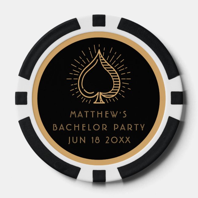 Modern Bachelor Party Weekend Ace Poker Card  Poker Chips (Front)