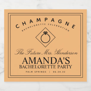 Modern Bachelorette Party Orange Sparkling Wine La Label