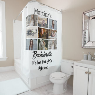Modern Bachelorette personalised 9 Photo Collage Shower Curtain