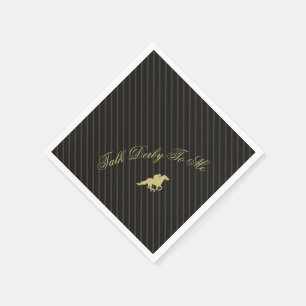 Modern Back & Gold Stripe Race Horse Derby Party  Napkin