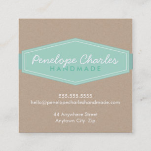 MODERN BADGE LOGO pastel bold mint Eco kraft Square Business Card